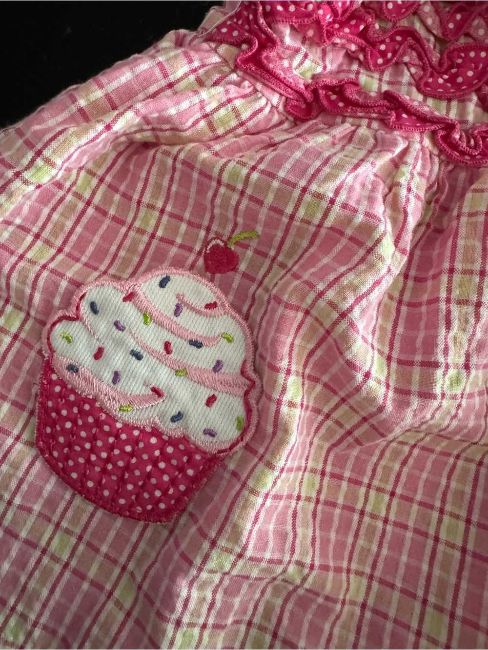 Vintage Y2K Pink Cupcake Plaid Baby Dress & Bloomers -‎ Kids Accessories